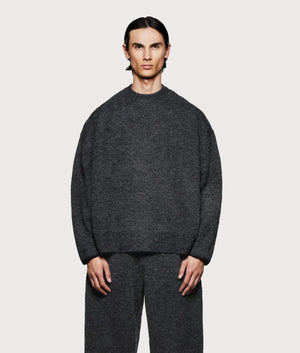 Mohair Blend Crewneck Jumper in Charcoal | MKI MIYUKI ZOKU | EQVVS
