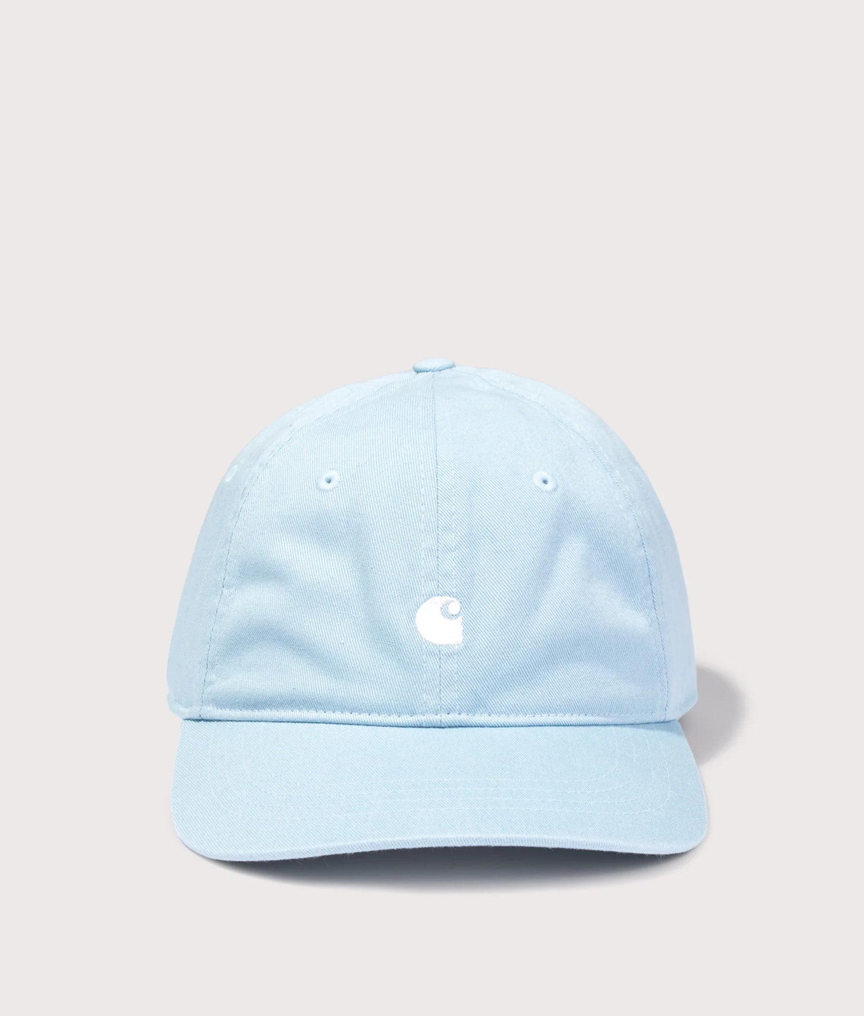 Carhartt WIP Madison Logo Cap in Citadel and Wax at EQVVS Menswear. Front shot.