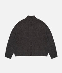 Oversized Fit Mohair Blend Knit Track Jacket: Charcoal 