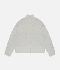 Oversized Fit Mohair Blend Knit Track Jacket: Light Grey 