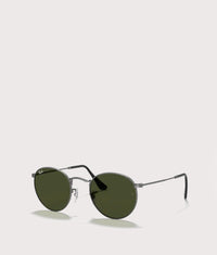 Round Metal Sunglasses: 029 Matte Gunmetal-Green Lens 