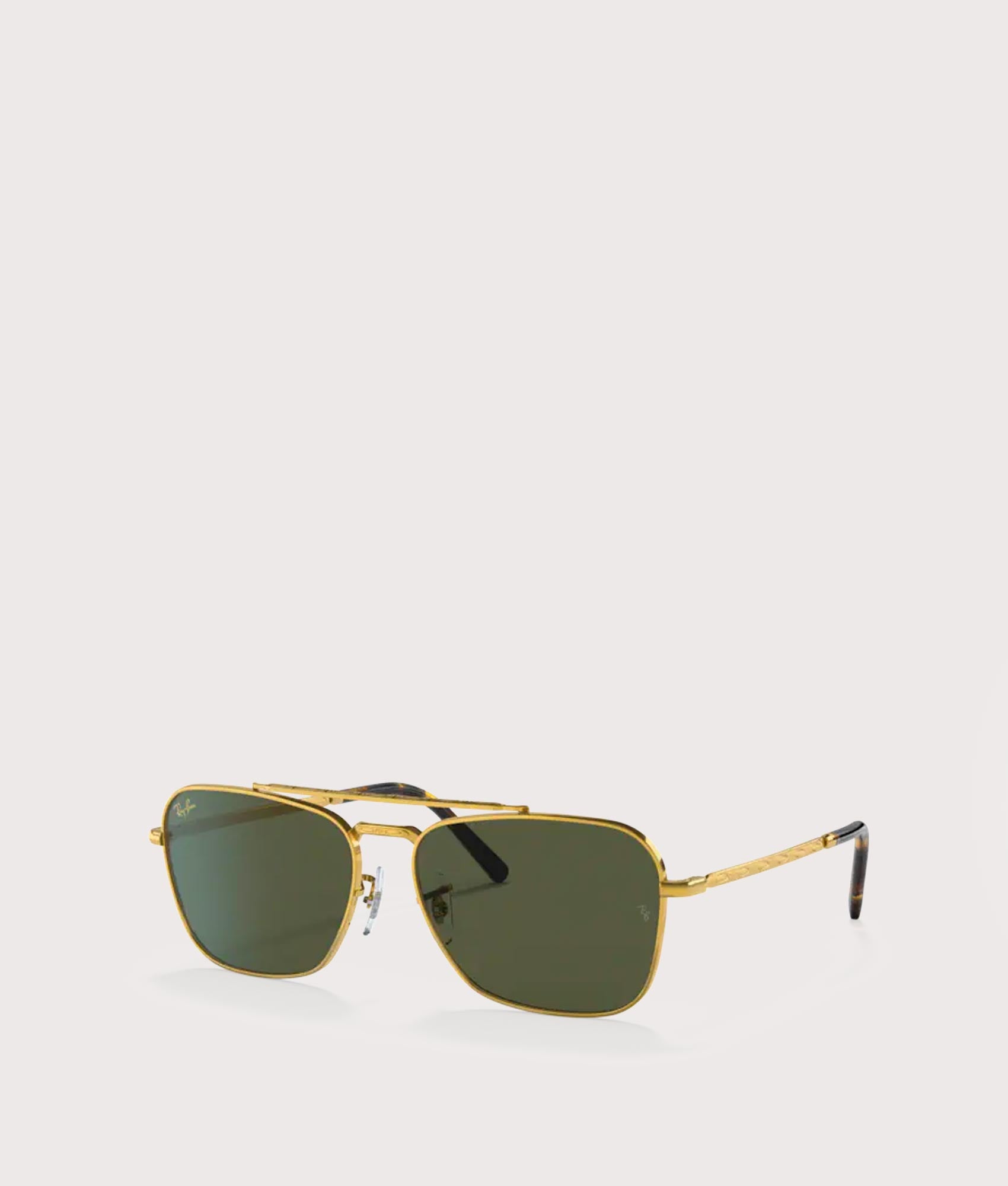New-Caravan-Sunglasses-Polished-Gold-Green-Lens-Ray-Ban-EQVVS