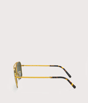 New-Caravan-Sunglasses-Polished-Gold-Green-Lens-Ray-Ban-EQVVS