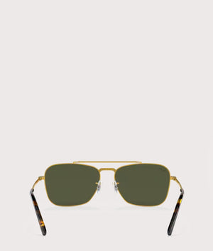 New-Caravan-Sunglasses-Polished-Gold-Green-Lens-Ray-Ban-EQVVS