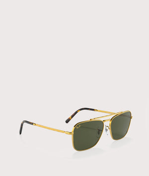 New-Caravan-Sunglasses-Polished-Gold-Green-Lens-Ray-Ban-EQVVS