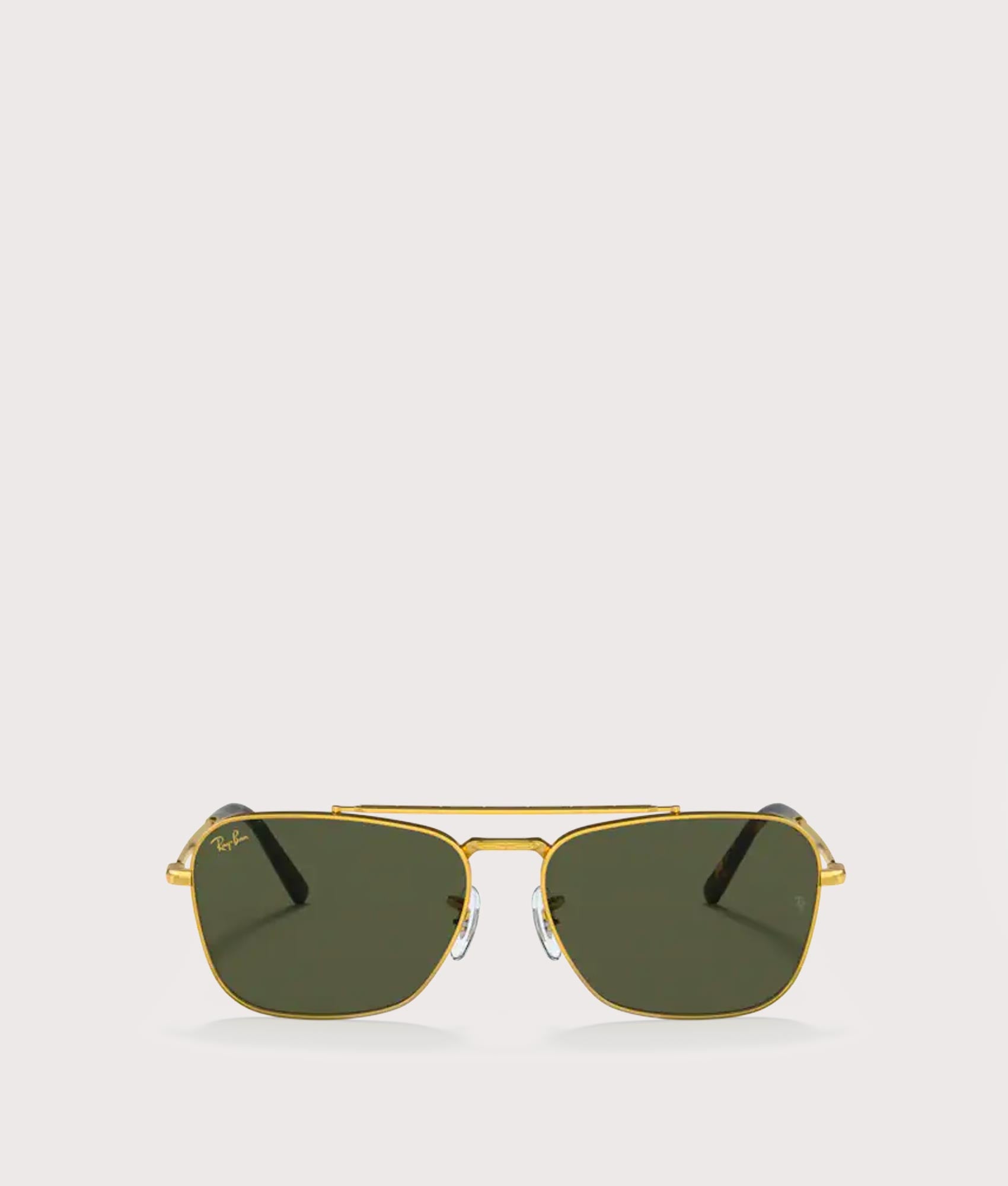 New-Caravan-Sunglasses-Polished-Gold-Green-Lens-Ray-Ban-EQVVS