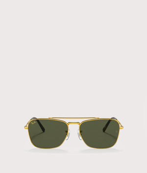 New-Caravan-Sunglasses-Polished-Gold-Green-Lens-Ray-Ban-EQVVS