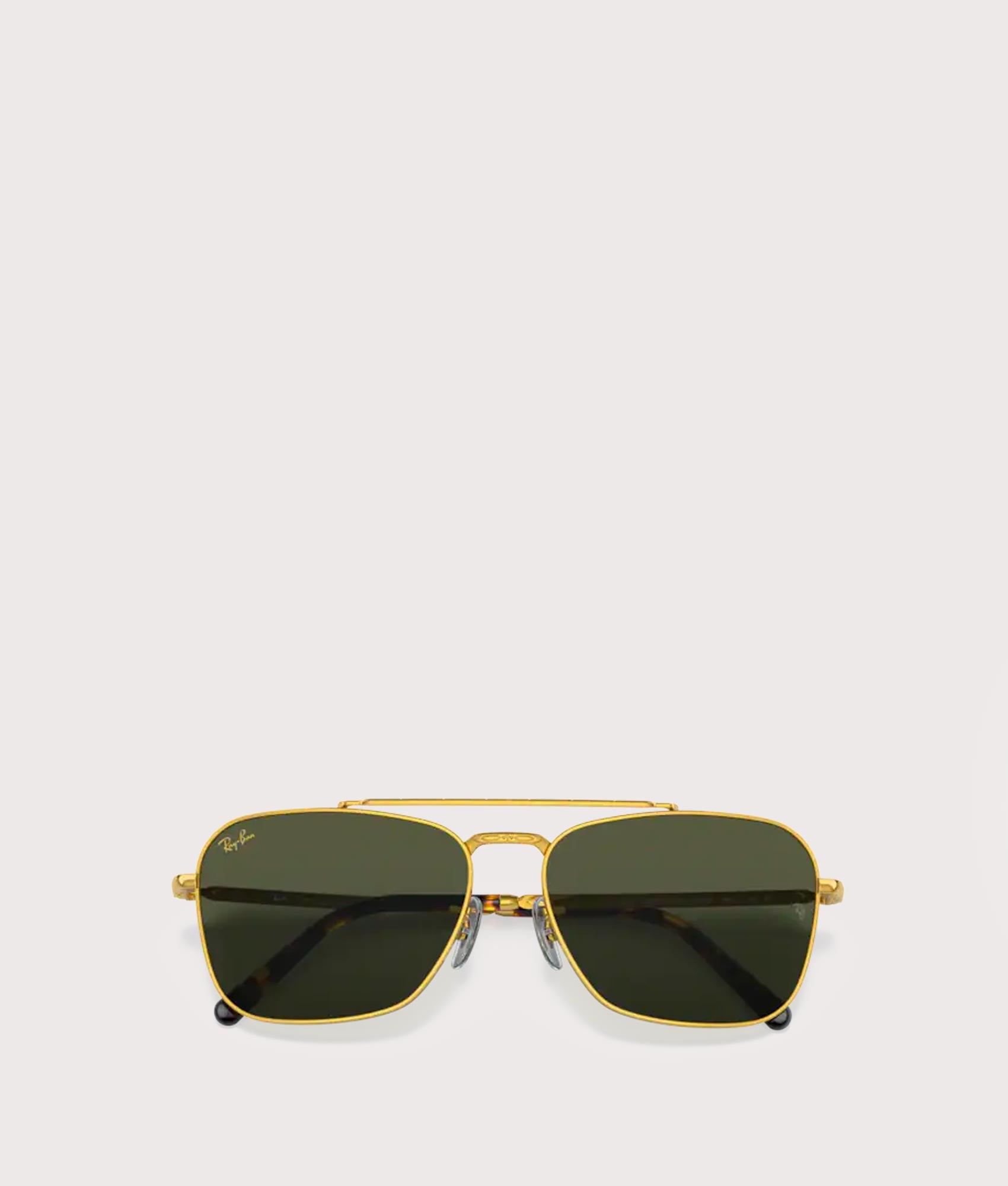 New-Caravan-Sunglasses-Polished-Gold-Green-Lens-Ray-Ban-EQVVS