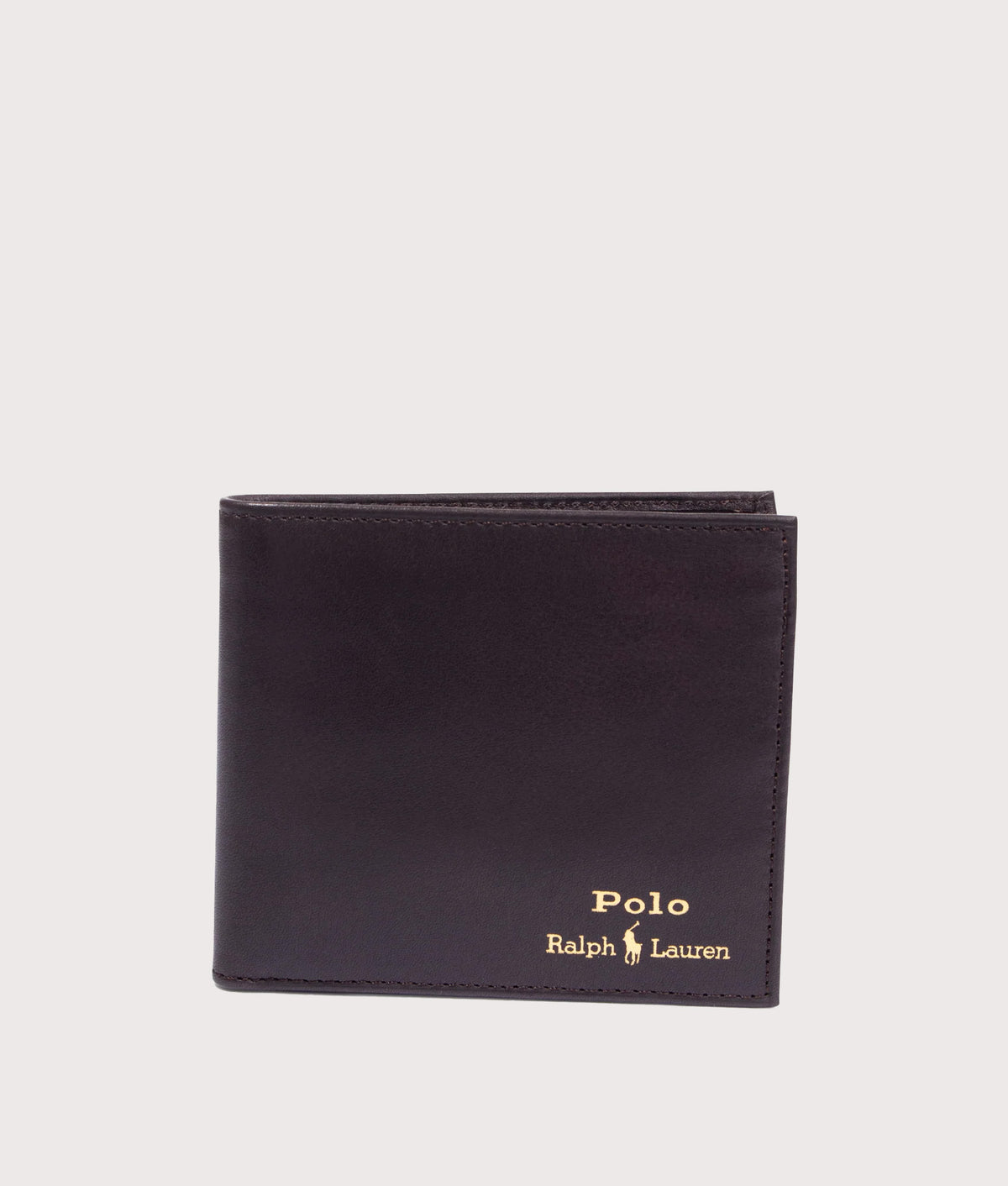 Polo Ralph Lauren Suffolk Billfold Smooth Leather Wallet in Brown at EQVVS Menswear. Front shot.