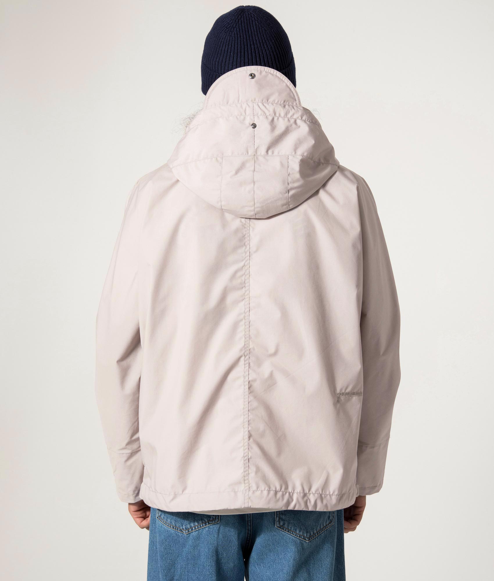 nanamica, Hooded Deck Jacket, Gray Beige, Eqvvs Menswear, Back shot angle