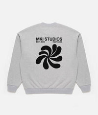 Oversized Abstract Crewneck Sweatshirt: Grey 