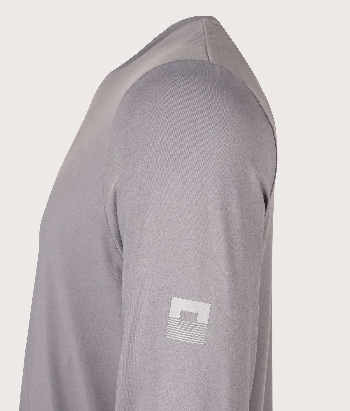 REFLECT Long Sleeve Training T-Shirt in Grey at EQVVS Menswear. Detail shot.