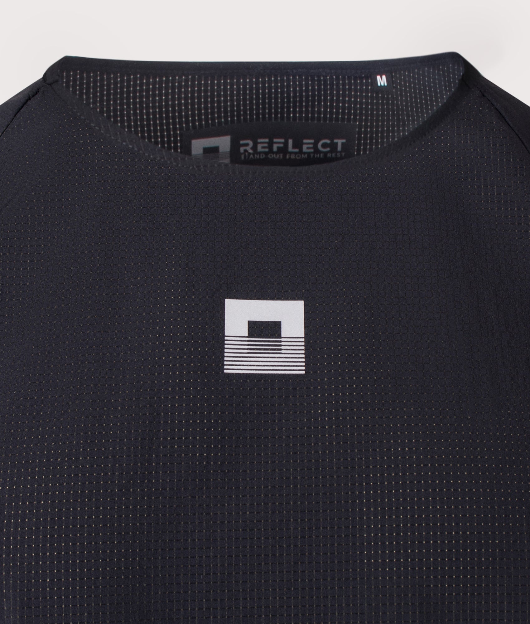 REFLECT Mesh T-Shirt in Black at EQVVS Menswear. Detail shot.