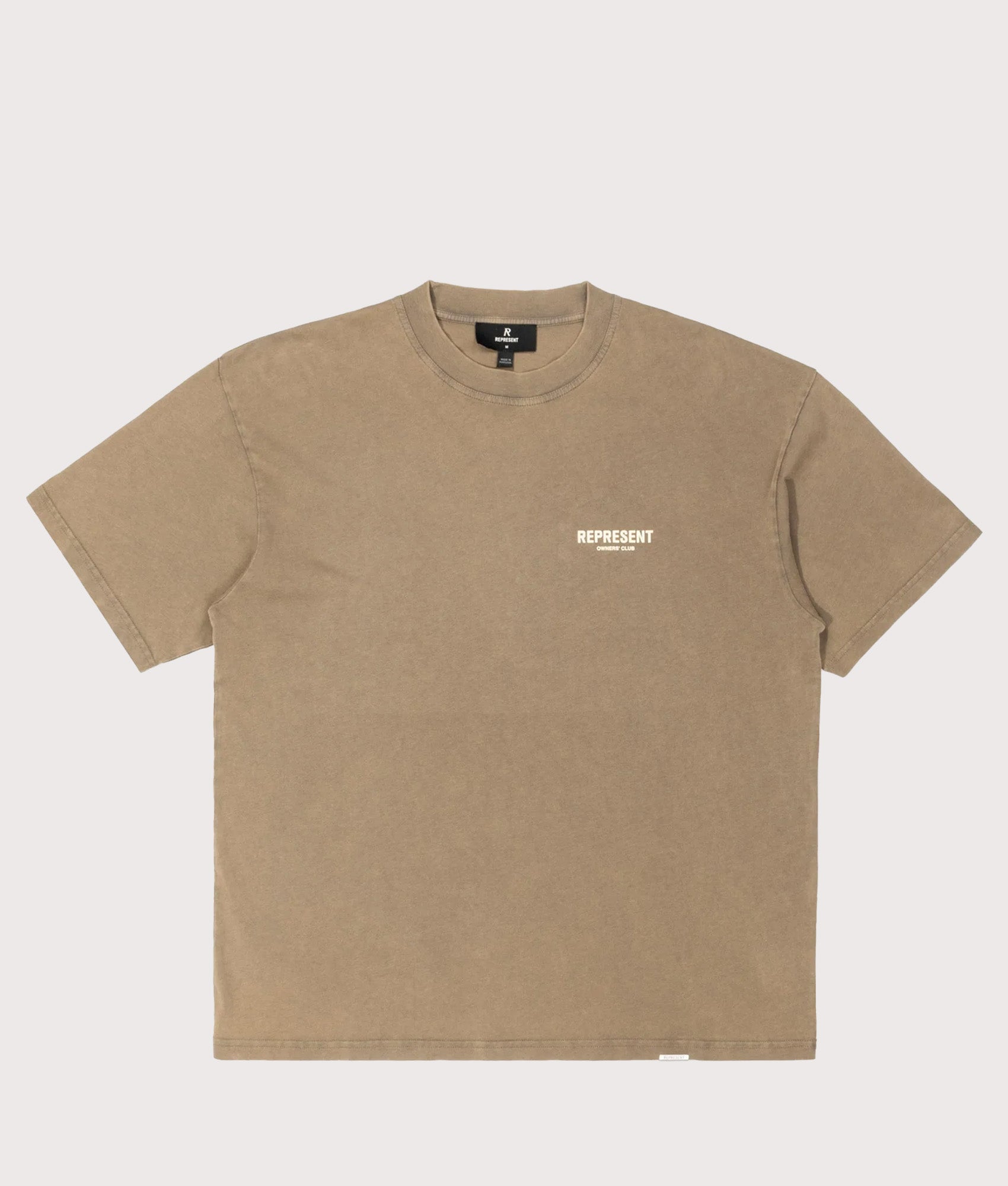 REPRESENT Owners' Club T-Shirt in Almond at EQVVS Menswear. Front shot.