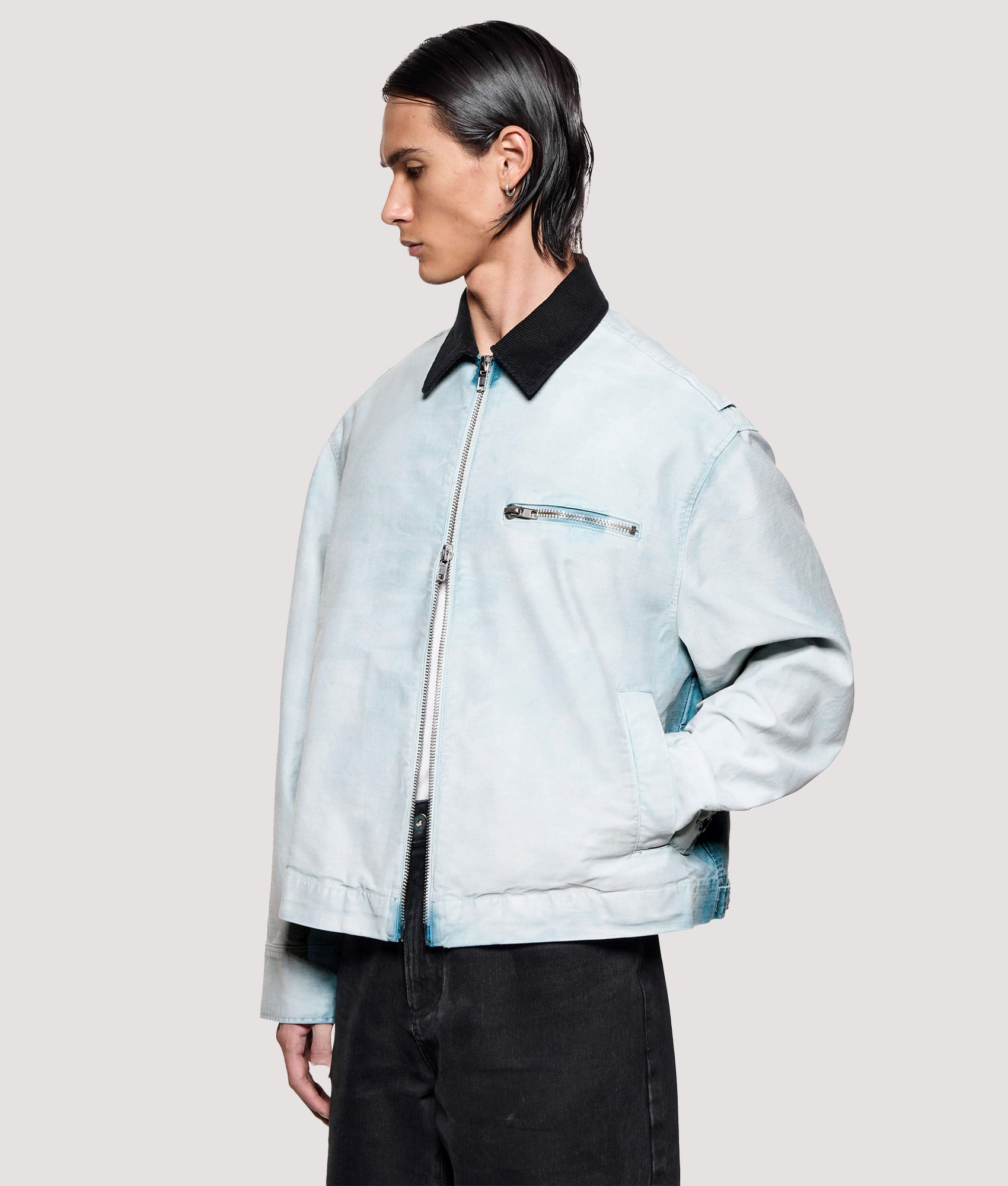 Box Fit Sunfaded Work Jacket in Bleach | MKI MIYUKI ZOKU | EQVVS