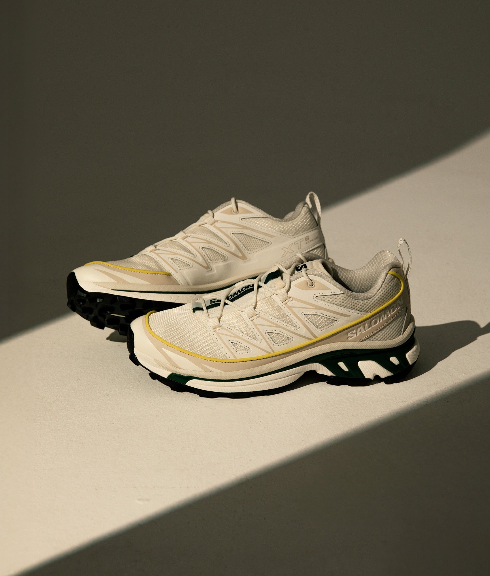 XT-6 EXPANSE Sneakers by Salomon in Vanilla Ice. Shot by EQVVS. Campaign shot.