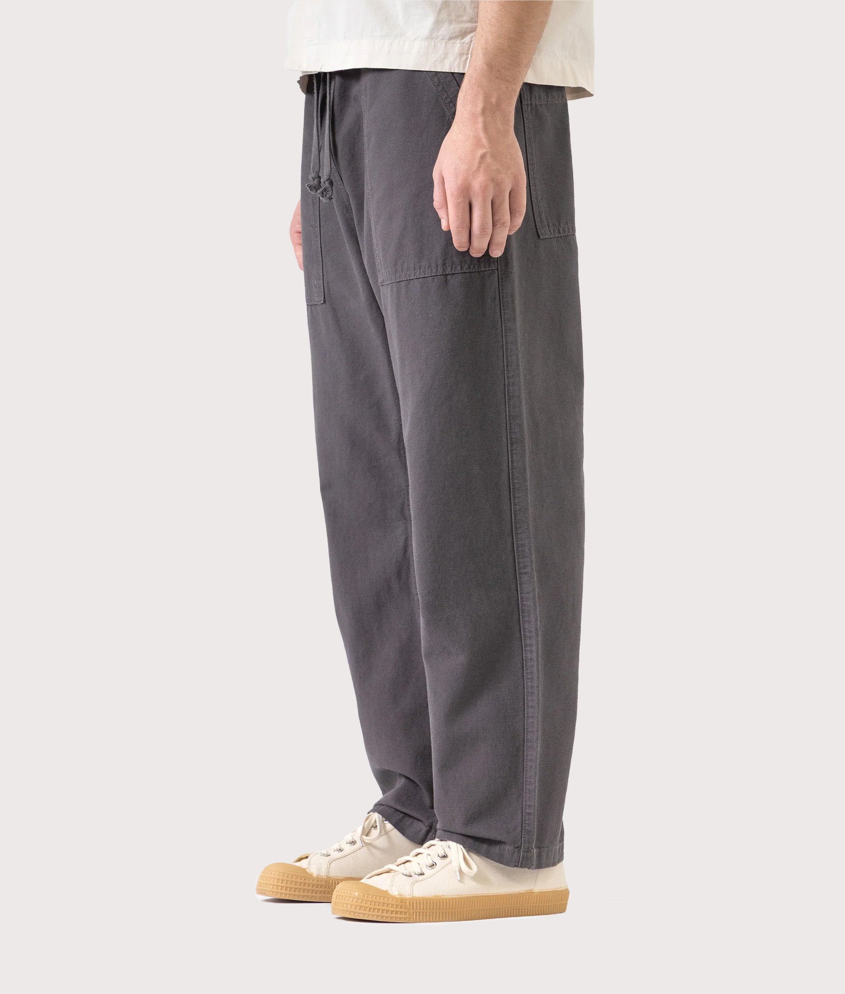 Relaxed Fit Classic Chef Pants in Grey | 100% Cotton | Service Works | EQVVS | Front angle model shot 