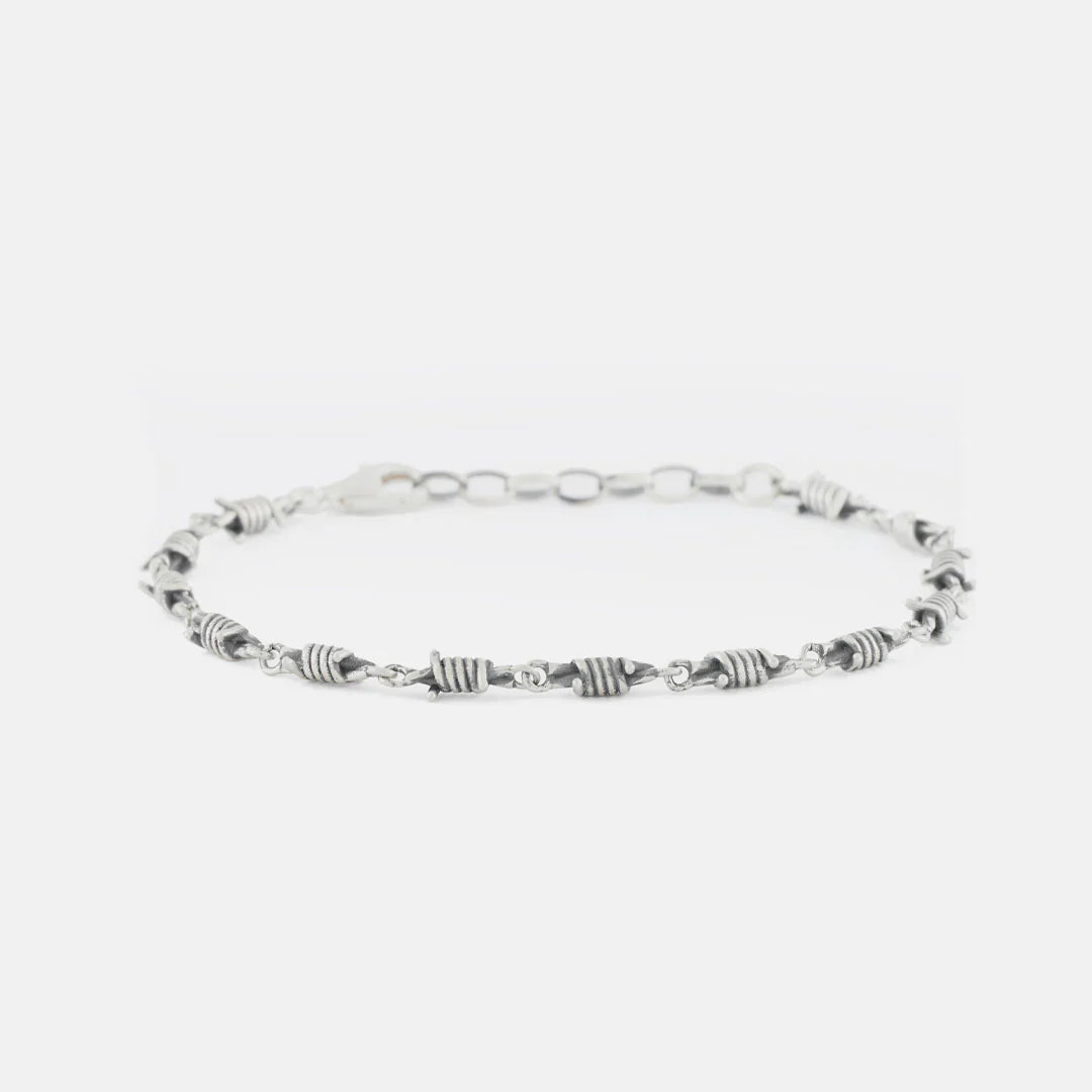 Silver Barbed Wire Bracelet
