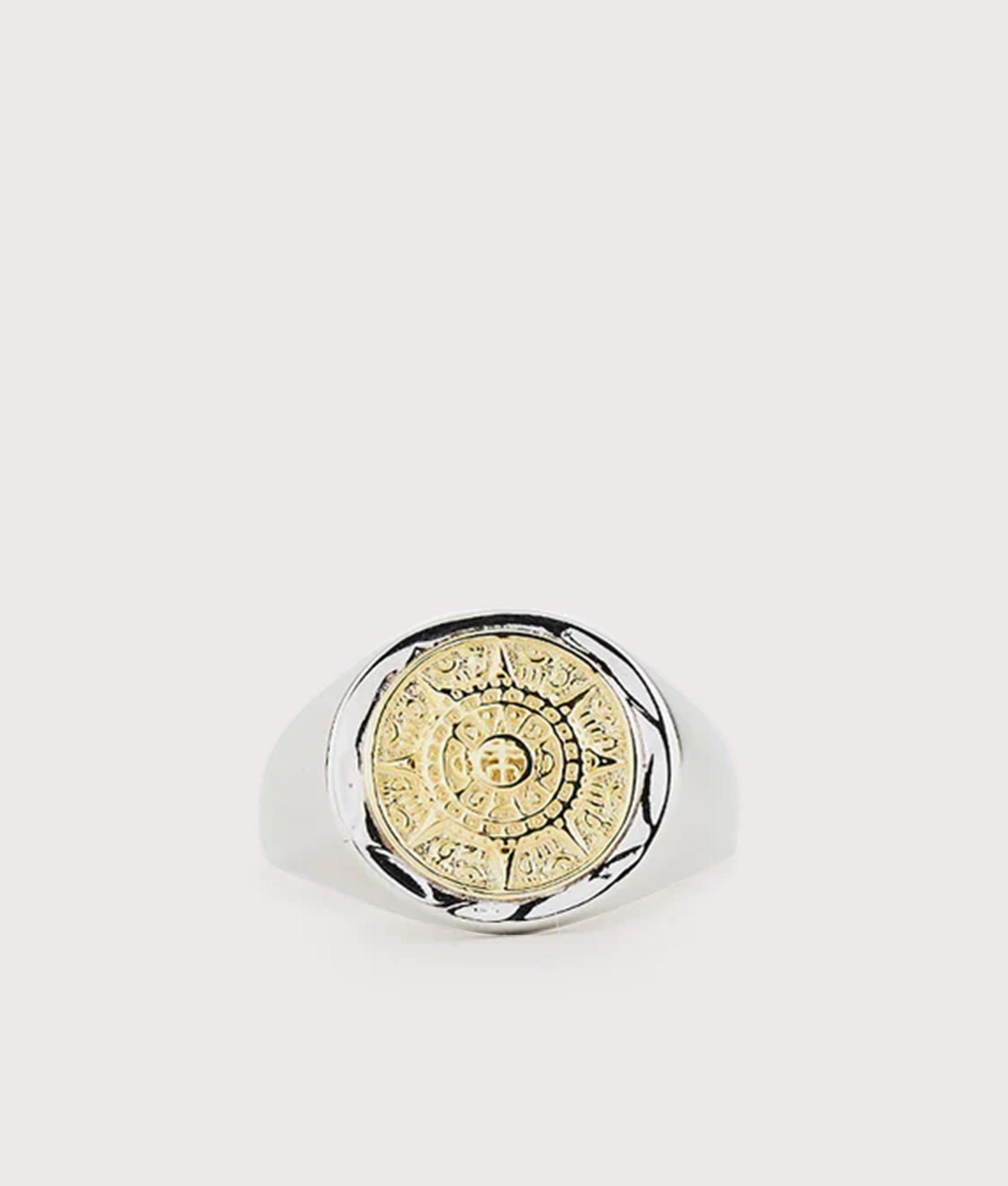 Serge DeNimes Sterling Silver Compass Ring at EQVVS Menswear. Front shot.