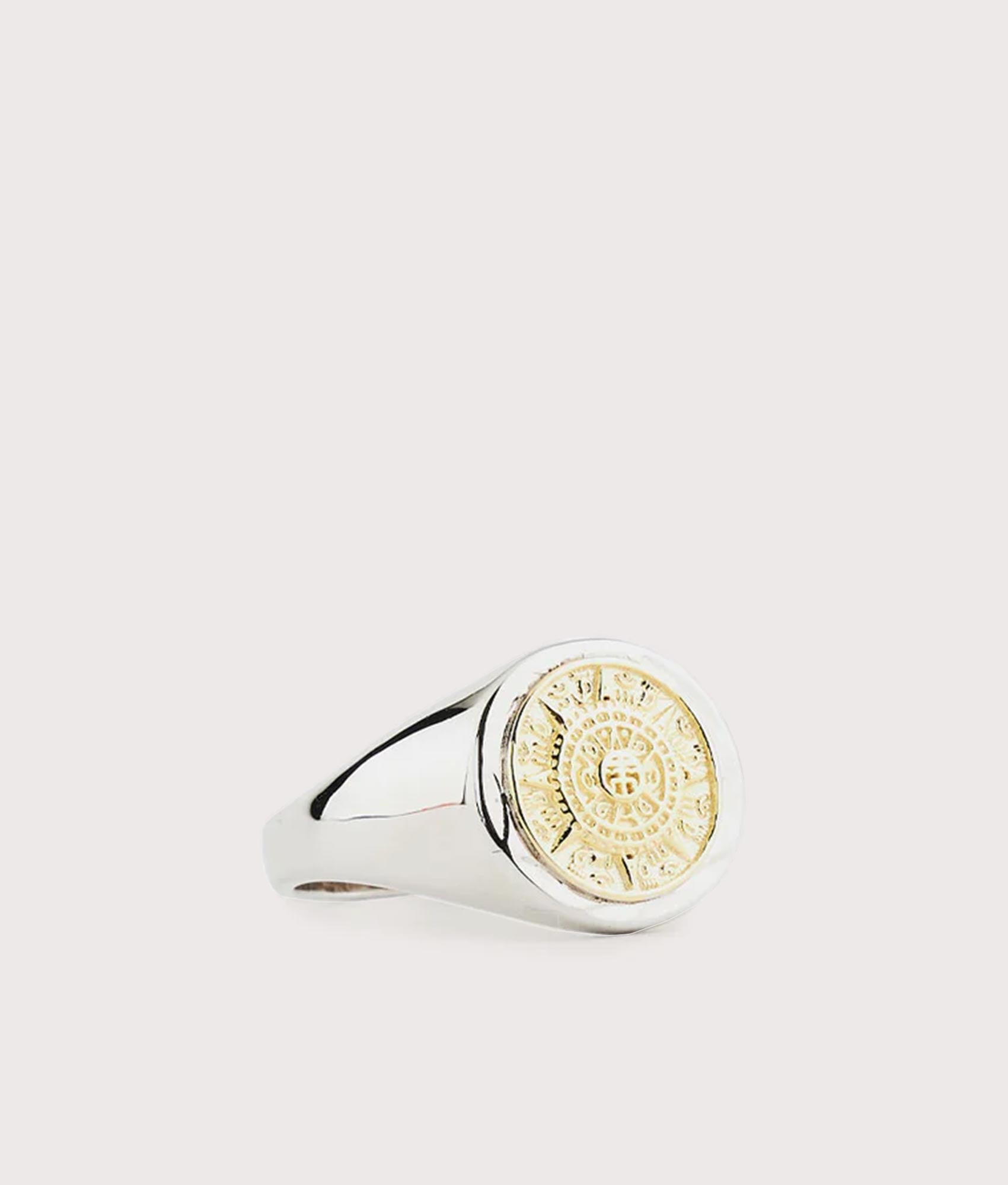 Serge DeNimes Sterling Silver Compass Ring at EQVVS Menswear. Angled front shot.