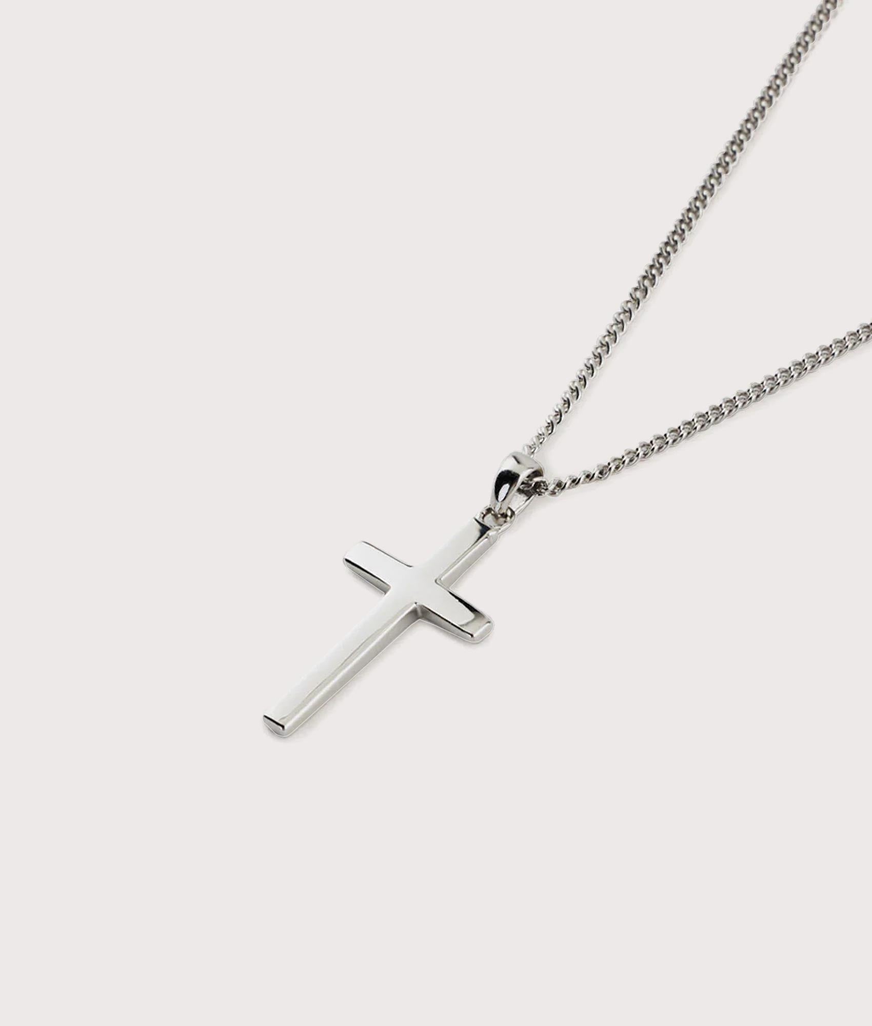 Serge DeNimes Sterling Silver Cross Necklace at EQVVS Menswear. Flat shot.