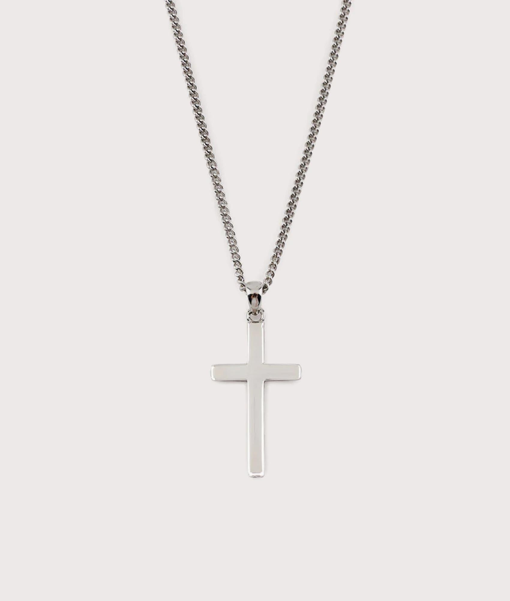 Serge DeNimes Sterling Silver Cross Necklace at EQVVS Menswear. Front shot.