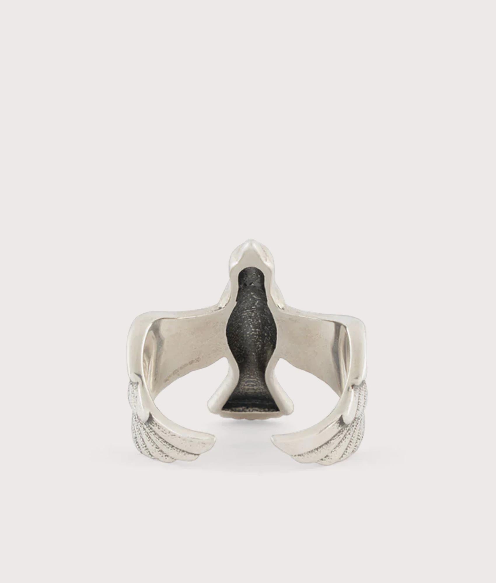 Serge Denimes Silver Dove Ring at EQVVS Menswear. Back shot.