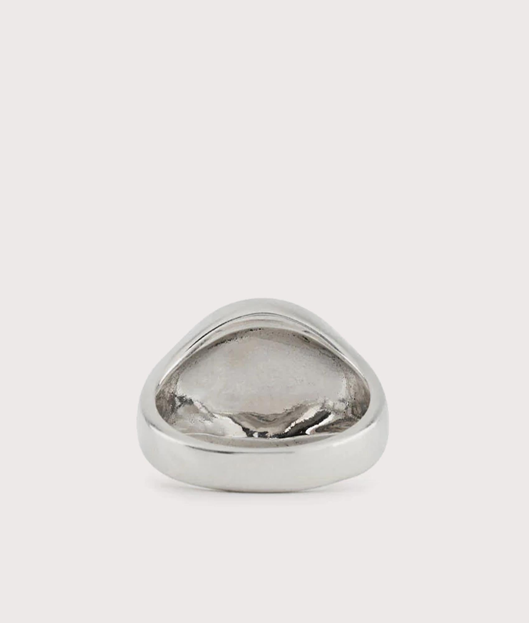 Serge Denimes Sterling Silver Vitruvian Man Ring at EQVVS Menswear. Back shot.