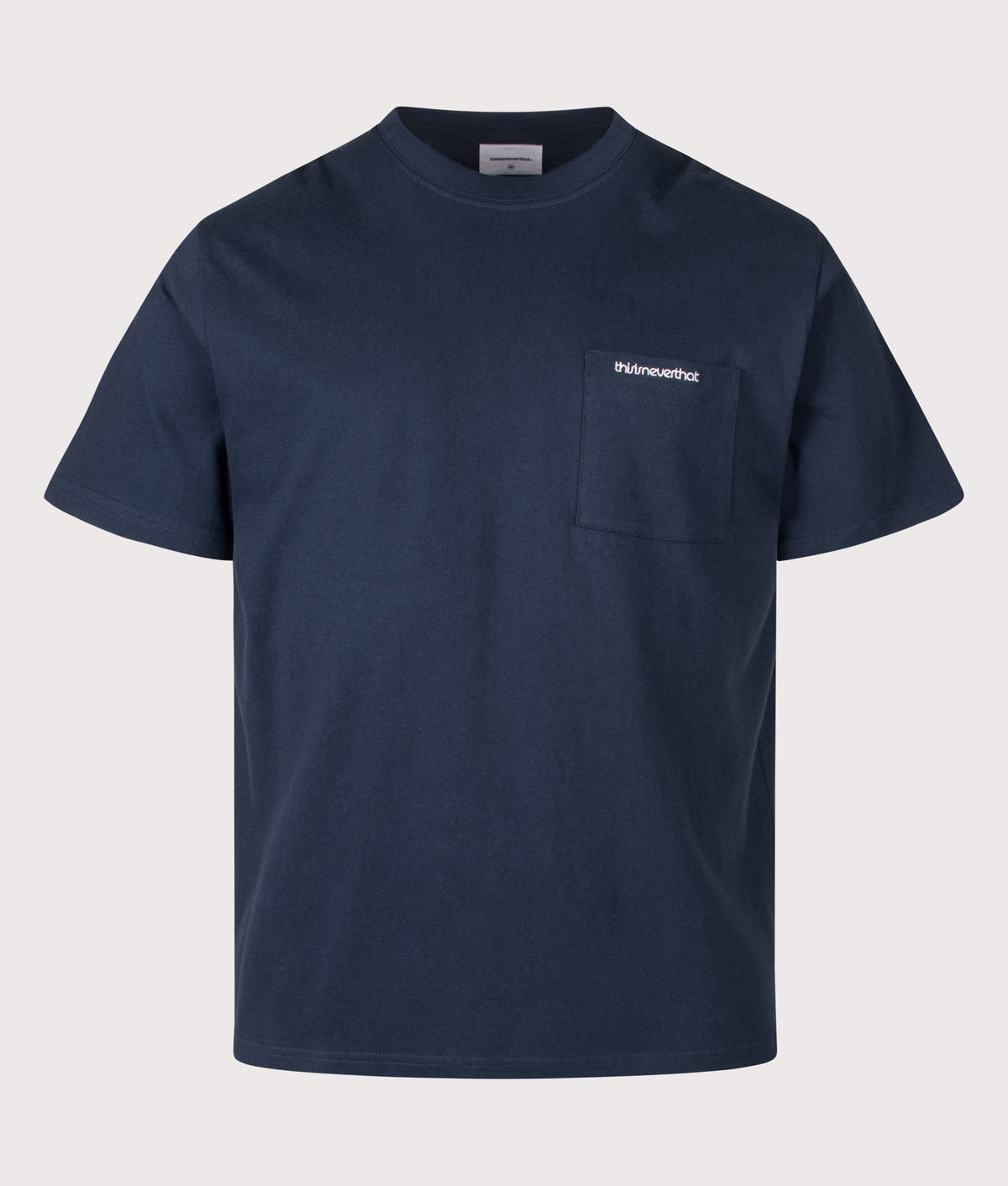 thisisneverthat Regular Fit Basic Pocket T-Shirt in Navy at EQVVS Menswear. Front shot.