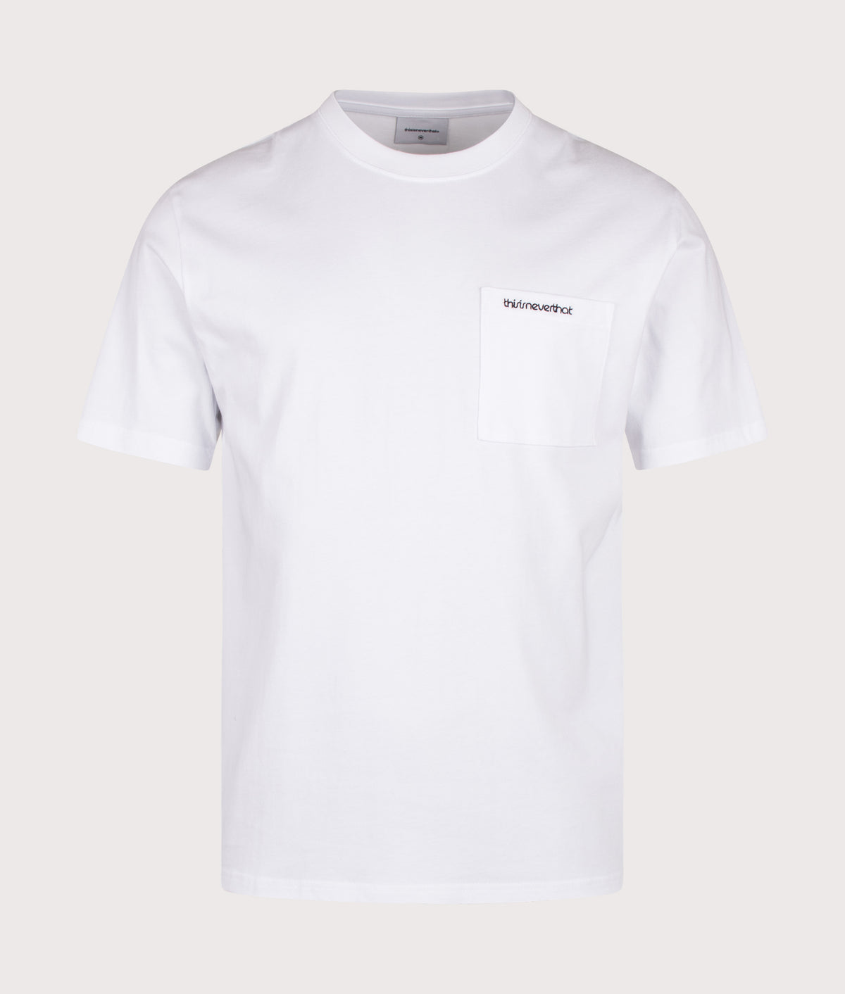 thisisneverthat Regular Fit Basic Pocket T-Shirt in White at EQVVS Menswear. Front shot.