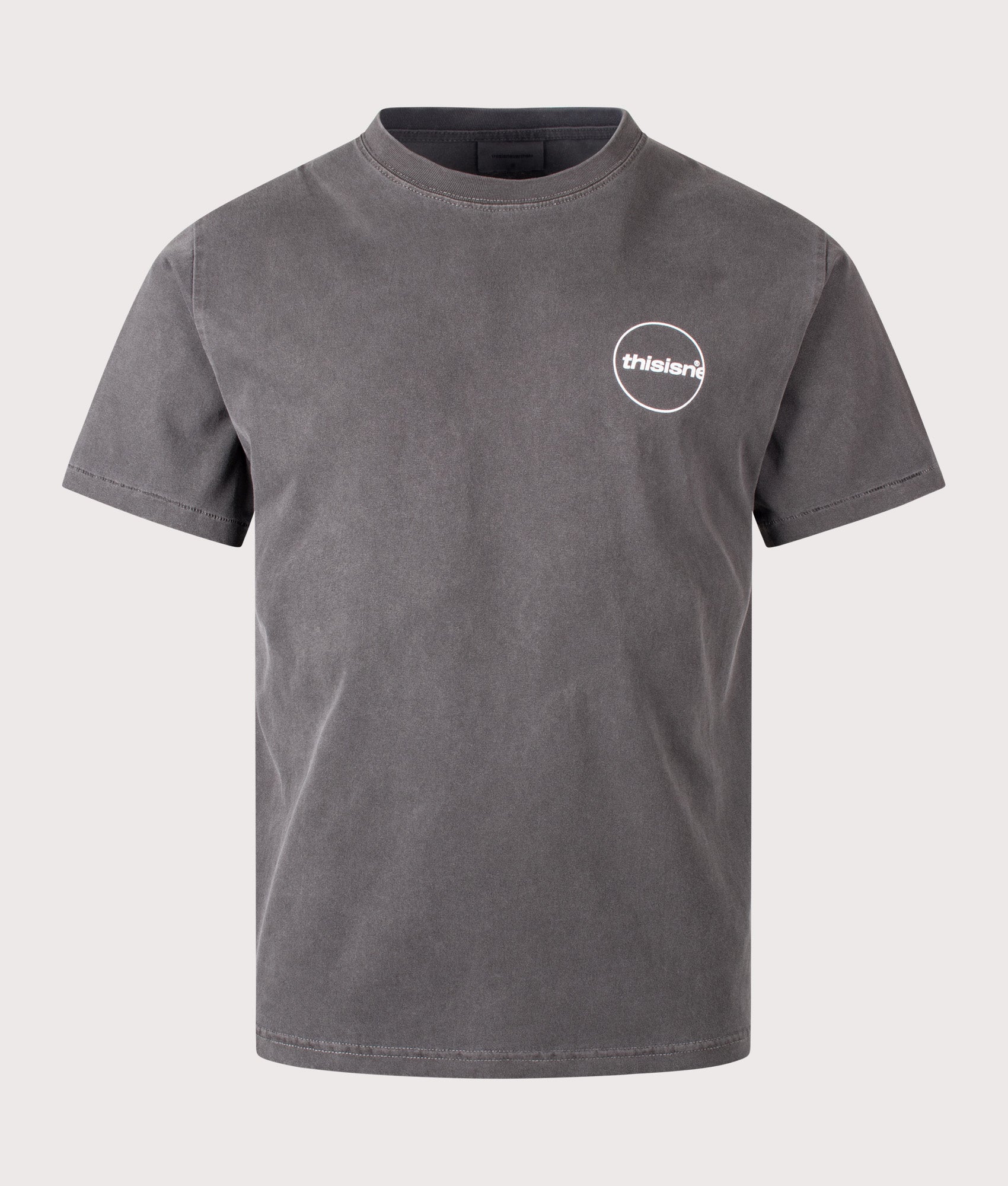 C-Logo T-Shirt in Charcoal by thisisneverthat. Shot by EQVVS. Front shot.