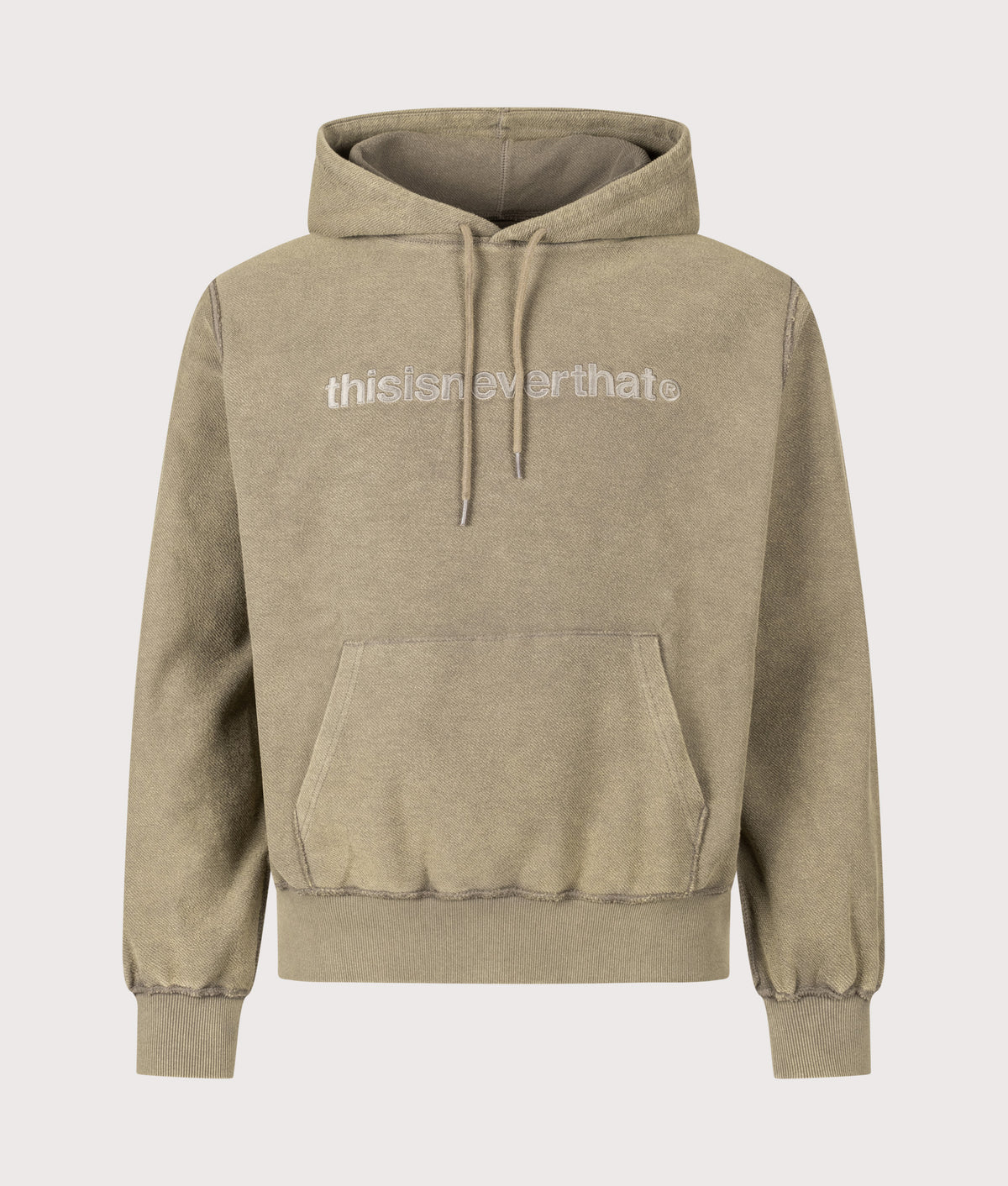 thisisneverthat Regular Fit T-Logo Hoodie in Dark Mocha at EQVVS Menswear. Front shot.
