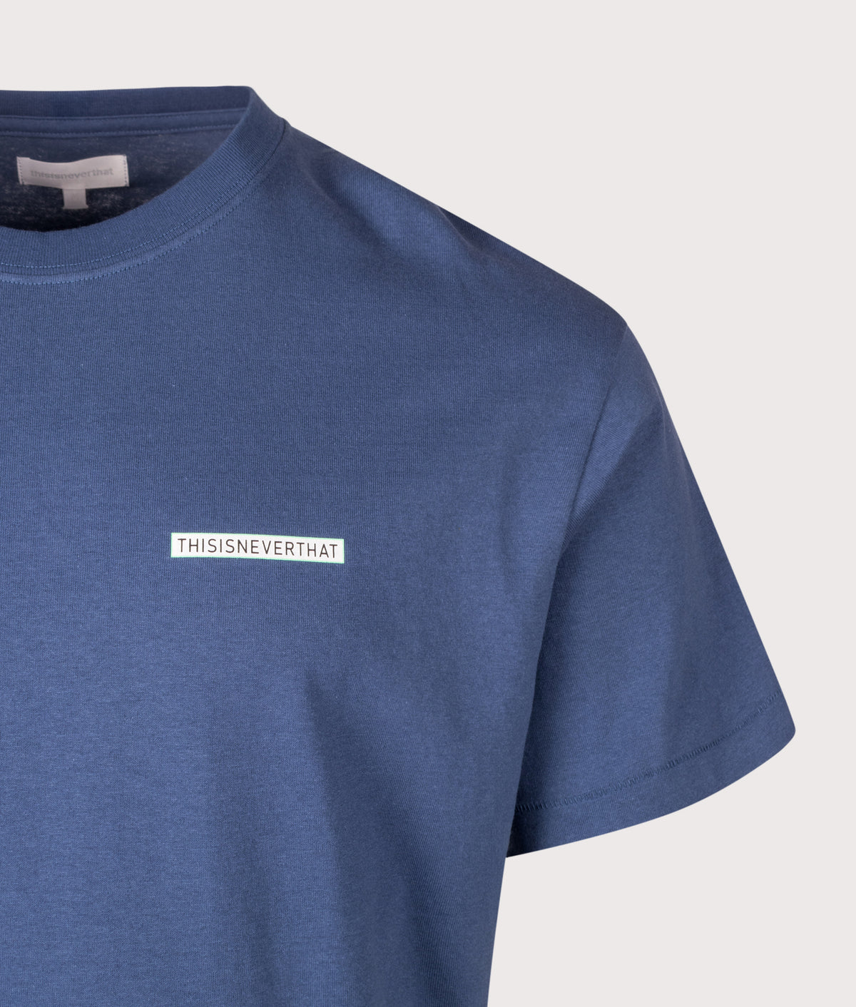 thisisneverthat Regular Fit Saturn T-Shirt in Deep Water at EQVVS Menswear. Detail  shot.