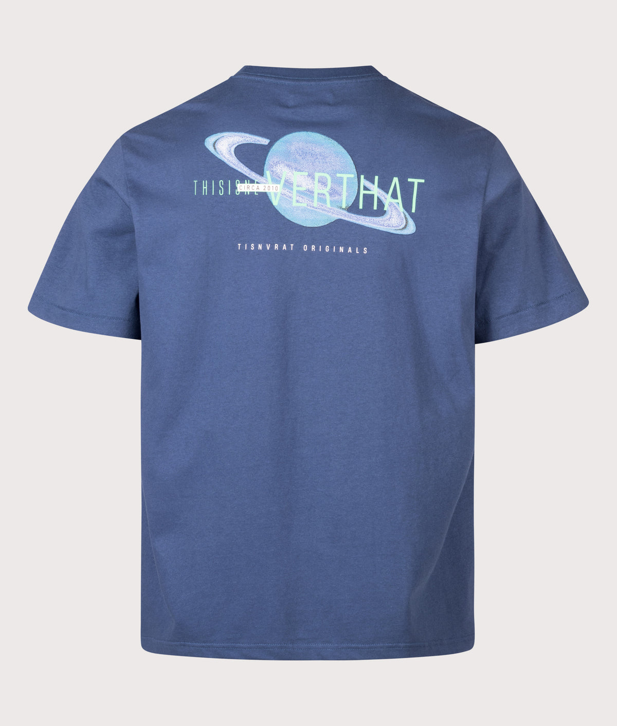 thisisneverthat Regular Fit Saturn T-Shirt in Deep Water at EQVVS Menswear. Back shot.