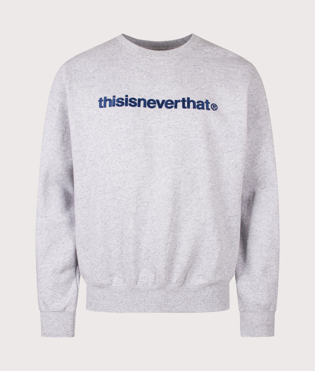 thisisneverthat Regular Fit T-Logo Crewneck Sweatshirt in Heather Grey at EQVVS Menswear. Front shot.