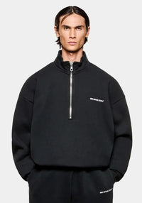 Oversized Uniform Quarter Zip Sweatshirt: Black 