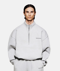 Oversized Uniform Quarter Zip Sweatshirt: Grey 