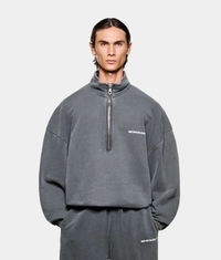 Oversized Uniform Quarter Zip Sweatshirt: Pigment Black 