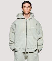 Box Fit Uniform Zip Through Hoodie: Pigment Cement 