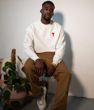 Contrast-ADC-Logo-Sweatshirt-Natural-White/Red-AMI-EQVVS