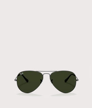 Aviator-Large-Metal-Sunglasses-Polished-Gunmetal-Green-Lens-Ray-Ban-EQVVS