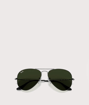 Aviator-Large-Metal-Sunglasses-Polished-Gunmetal-Green-Lens-Ray-Ban-EQVVS