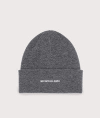 MKI Embroidered Merino Beanie: Charcoal 