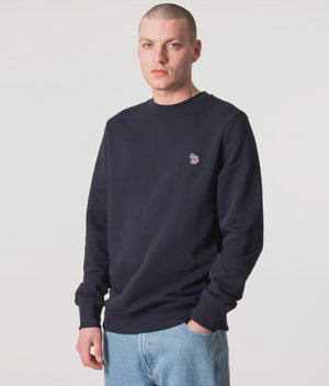 PS Paul Smith Zebra Logo Sweatshirt Very Dark Navy. Model Shot at EQVVS. Model Video