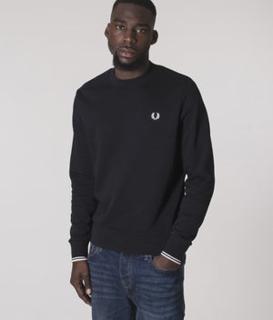 Crew-Neck-Sweatshirt-Black-Fred-Perry-EQVVS-Model-Video
