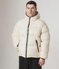 MKI MIYUKI ZOKU Translucent Bubble Jacket in Off White at EQVVS Menswear. Model video.