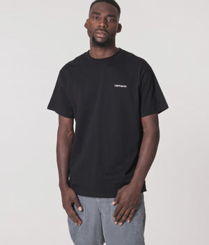 Carhartt WIP Script Embroidery T-Shirt in Black at EQVVS. Model Video.