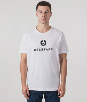 Belstaff Signature T-shirt in White at, 100% Cotton at EQVVS Menswear. Front Model Video.