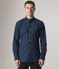 Polo Ralph Lauren Custom Slim Fit Stretch Poplin Shirt in 001 Newport Navy at EQVVS Menswear. Model Video. 