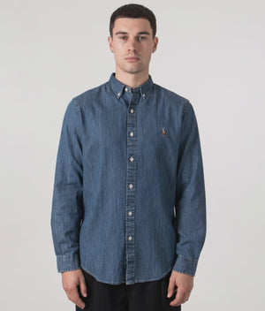 Slim-Fit-Oxford-Shirt-Denim-POLO-Ralph-Lauren-EQVVS-Model-Video
